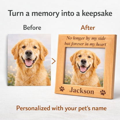 Forever in Our Hearts Custom Dog Memorial Wood Picture Frame (4x6 Vertical)