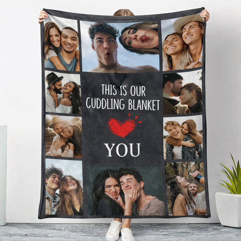 Personalisierte Fotodecke zum Valentinstag – Kuscheldecke mit Foto, Ich liebe Dich Geschenk für Sie & Ihn, Pärchen Geschenk