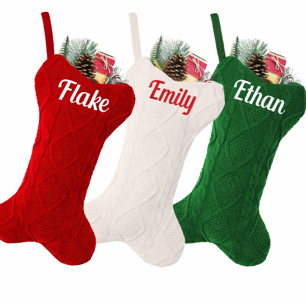 Personalized Christmas Stocking for Dogs & Cats – Large Bone Shape Pet Stocking, Custom Name, Hanging Holiday Decor