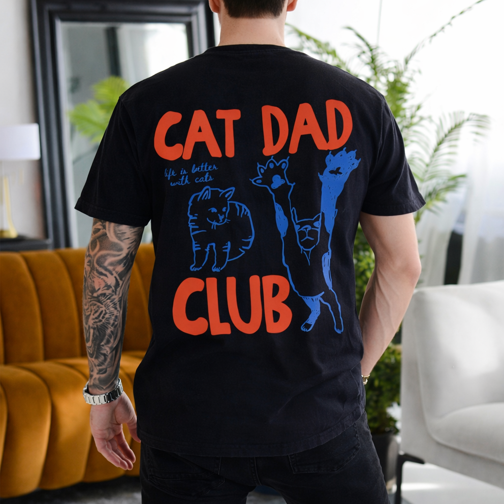Cat Dad Shirt, Cat Dad Tee, Comfort Colors Cat Dad Club T-Shirt, Back Design Tee Funny Cat Shirt, Cat Lover, New Cat Dad Shirt, Pet Parent
