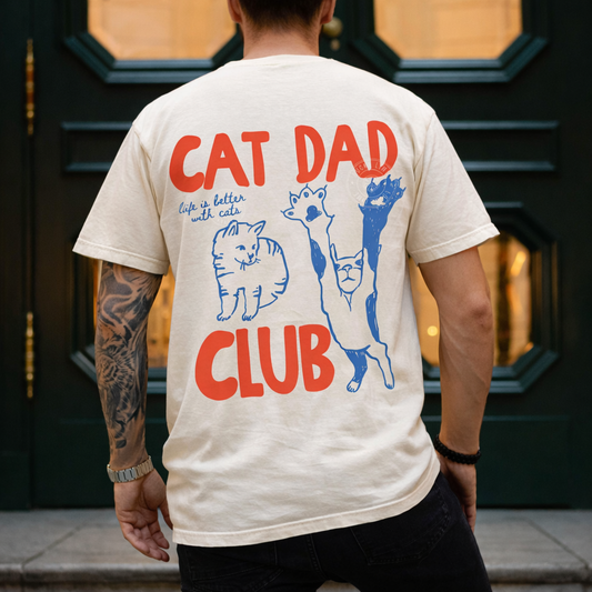 Cat Dad Shirt, Cat Dad Tee, Comfort Colors Cat Dad Club T-Shirt, Back Design Tee Funny Cat Shirt, Cat Lover, New Cat Dad Shirt, Pet Parent