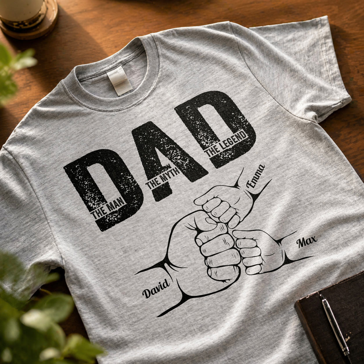 Vatertagsgeschenke, Personalisiertes T-Shirt „Dad The Man The Myth The Legend“ – Ein Geschenk, das er mit Stolz tragen wird