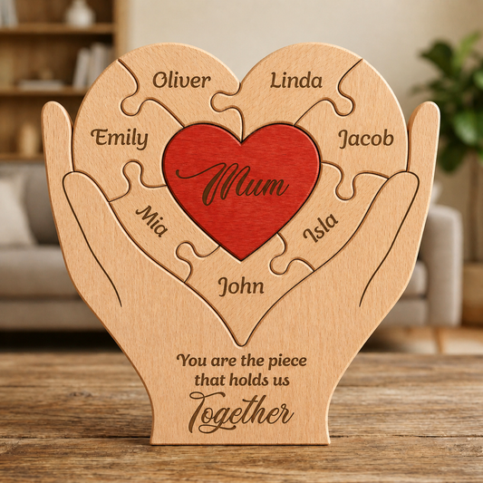 Mother's Day Gifts, Mom, Mum, Mother You Are The Piece That Hold Us Together - Personalized Wooden Family Puzzle