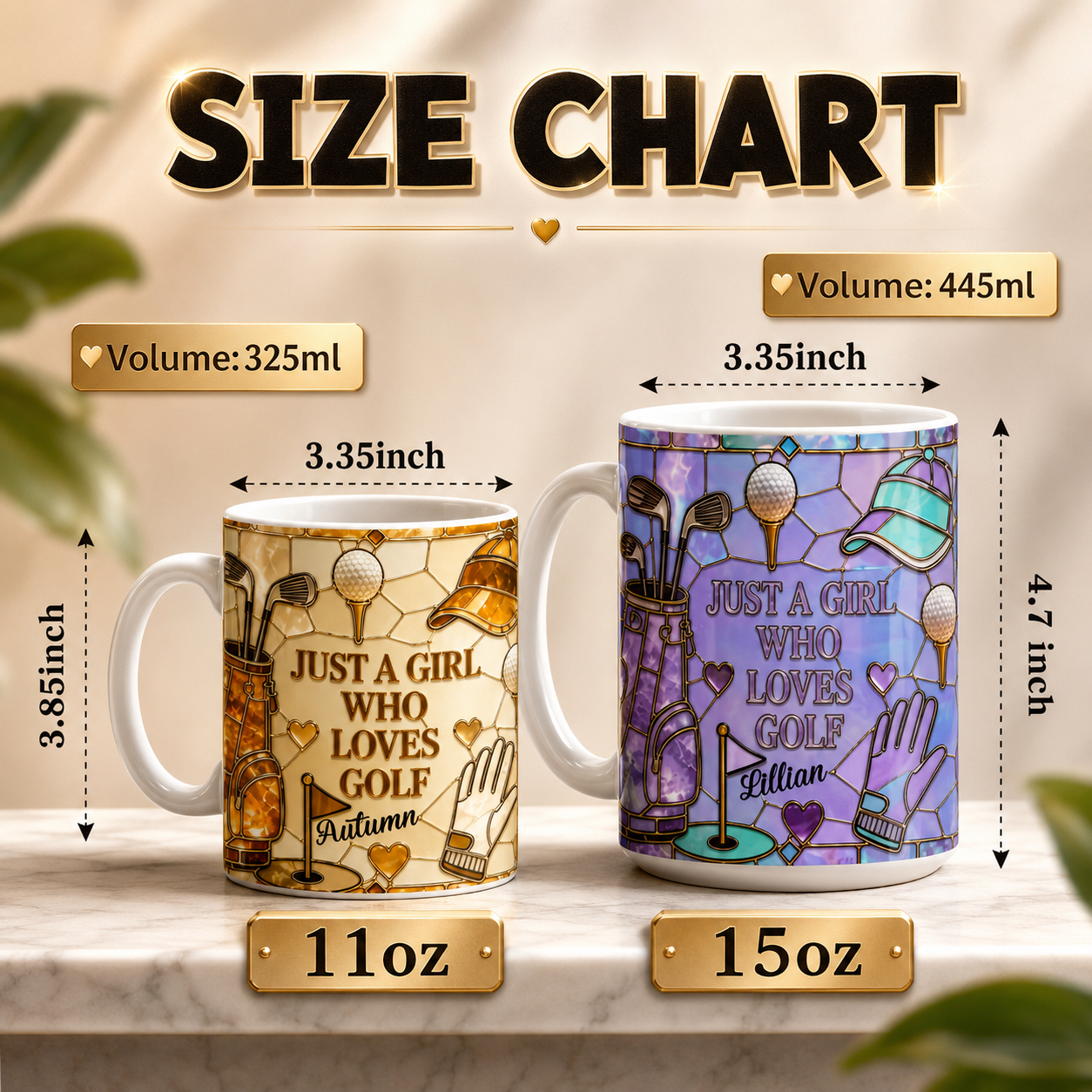 Personalized Just A Girl Who Loves Golf 3D Effect Mug – Custom Name Golf Lover Ceramic Mug, 11oz 15oz Birthday Gift for Her
