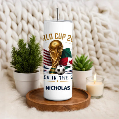 Personalized Soccer Tumbler with Name, Custom 20oz Stainless Steel Football Fan Travel Cup, 2026 Tournament Gift for Soccer Lover