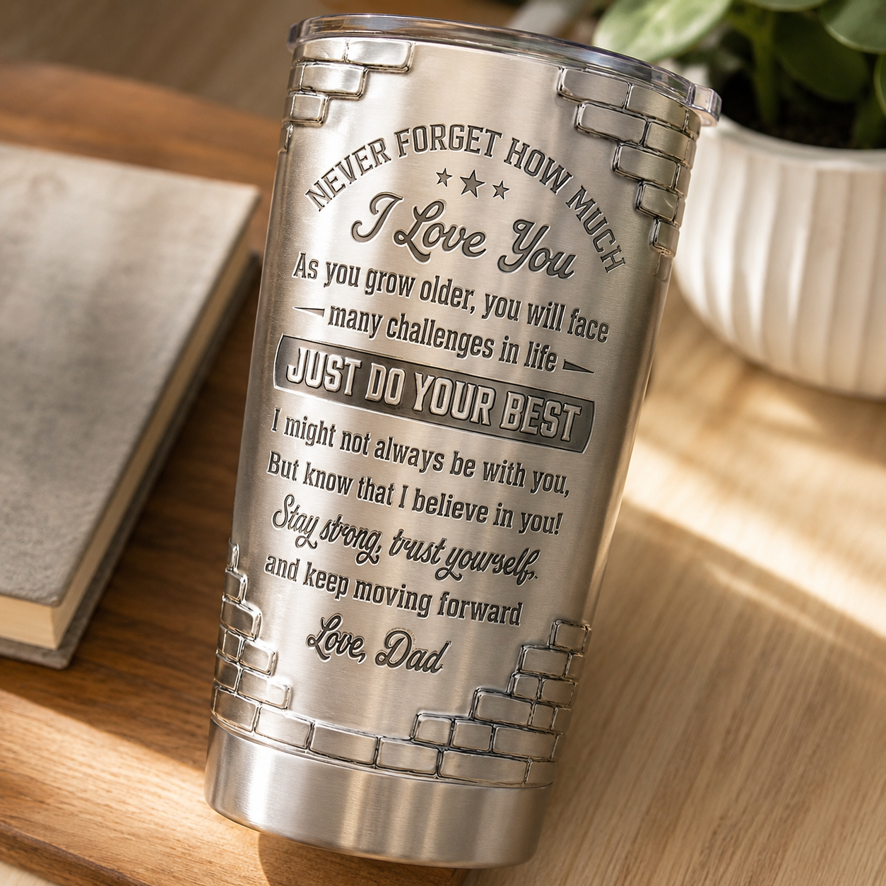 An meinen Sohn, ich glaube an dich, personalisierter 20oz Becher mit 3D-Effekt – Geschenk vom Papa