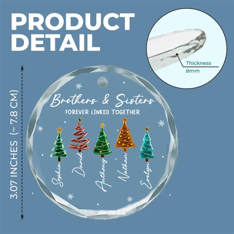 Personalized Siblings Glass Christmas Ornament with Names, Custom Brother Sister Family Keepsake, Christmas Gift for Sibling