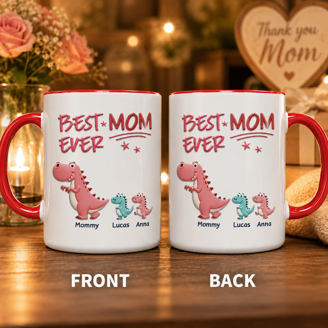 Taza de dinosaurio "Mejor Papá del Mundo" – Taza personalizada para papá e hijos con efecto 3D, regalo personalizado del Día del Padre para papá o mamá