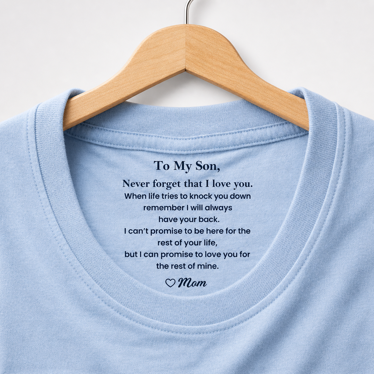 To My Son I Love You Hemd, personalisiertes Geschenk mit Nackeninnendruck