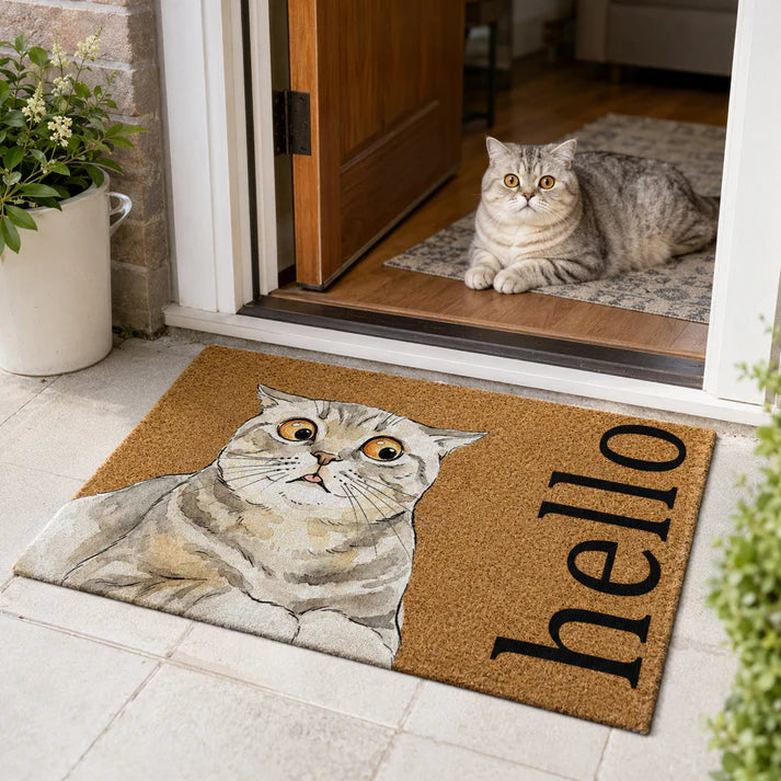 Custom Pet Portrait Funny Doormat Watercolor Art - Personalized Doormat