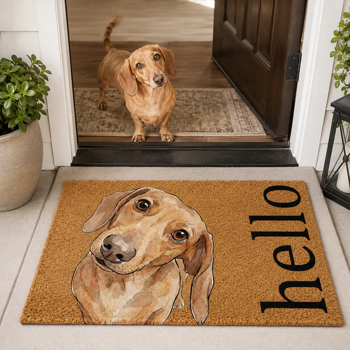Custom Pet Portrait Funny Doormat Watercolor Art - Personalized Doormat