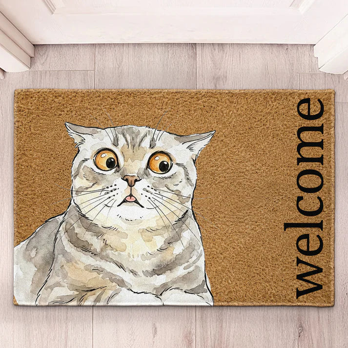 Custom Pet Portrait Funny Doormat Watercolor Art - Personalized Doormat