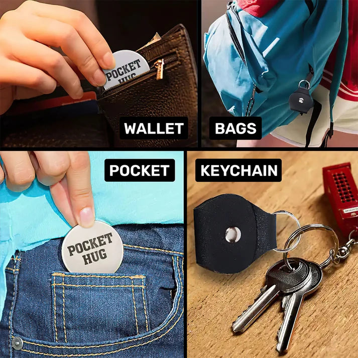 Personalized Pocket Hug for Son Grandson, To My Son My Boy Stainless Steel Token with PU Leather Holder, Gift from Mom Dad Grandma Grandpa