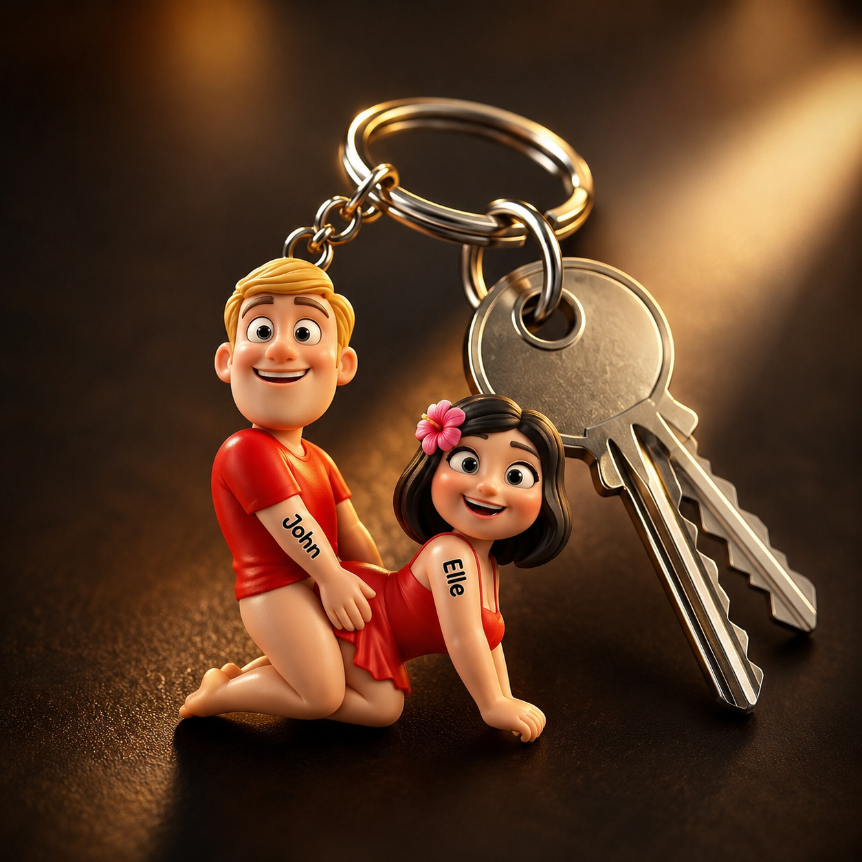 Naughty Personalized Couple Keychain 3D Effect – Custom Couple Keyring Gift for Boyfriend, Husband, Wife, Girlfriend, Anniversary Keepsake
