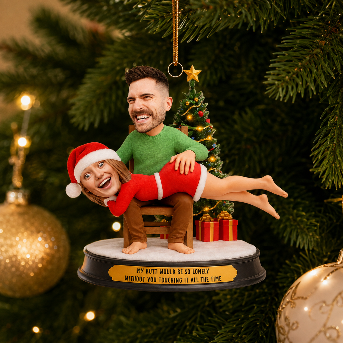 Personalized Couple 3D Photo Ornament, Funny Couples Acrylic Christmas Ornament, Custom Photo Christmas Gift for Boyfriend Girlfriend