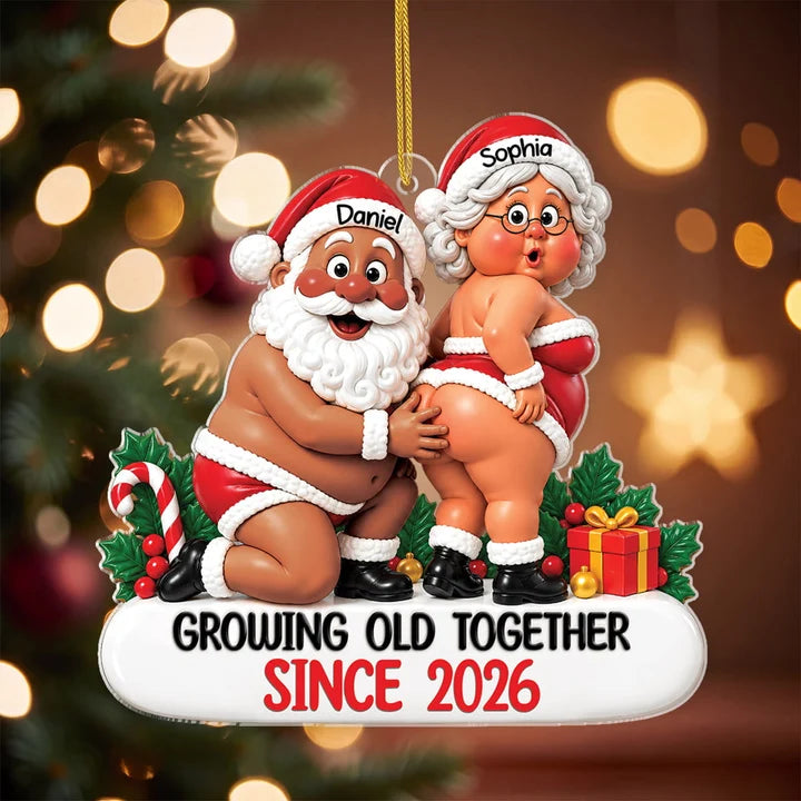 Personalized Growing Old Together Acrylic Ornament, Funny 3D Effect Couple Christmas Keepsake, Custom Gift for Husband Wife Grandparents
