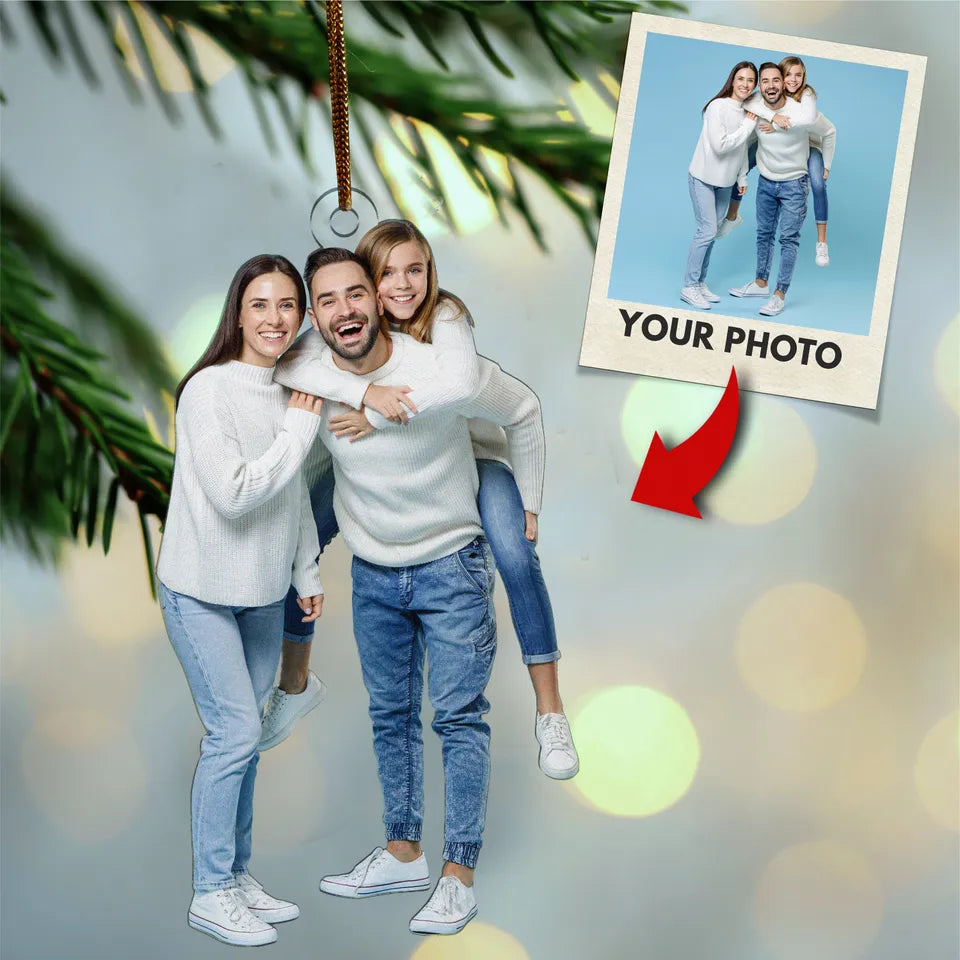 Personalized Family Photo Christmas Ornament, Custom Picture Acrylic Tree Keepsake, Photo Gift for Parents Grandparents Family