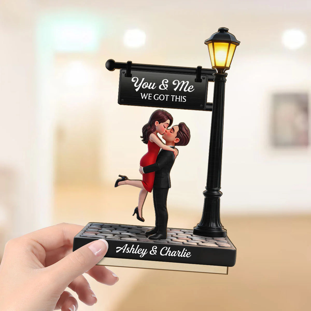 Personalized Couple Wooden Plaque with Custom Date, Timeless Love Under The Light 2-Layer Anniversary Keepsake, Wedding Gift for Husband Wife