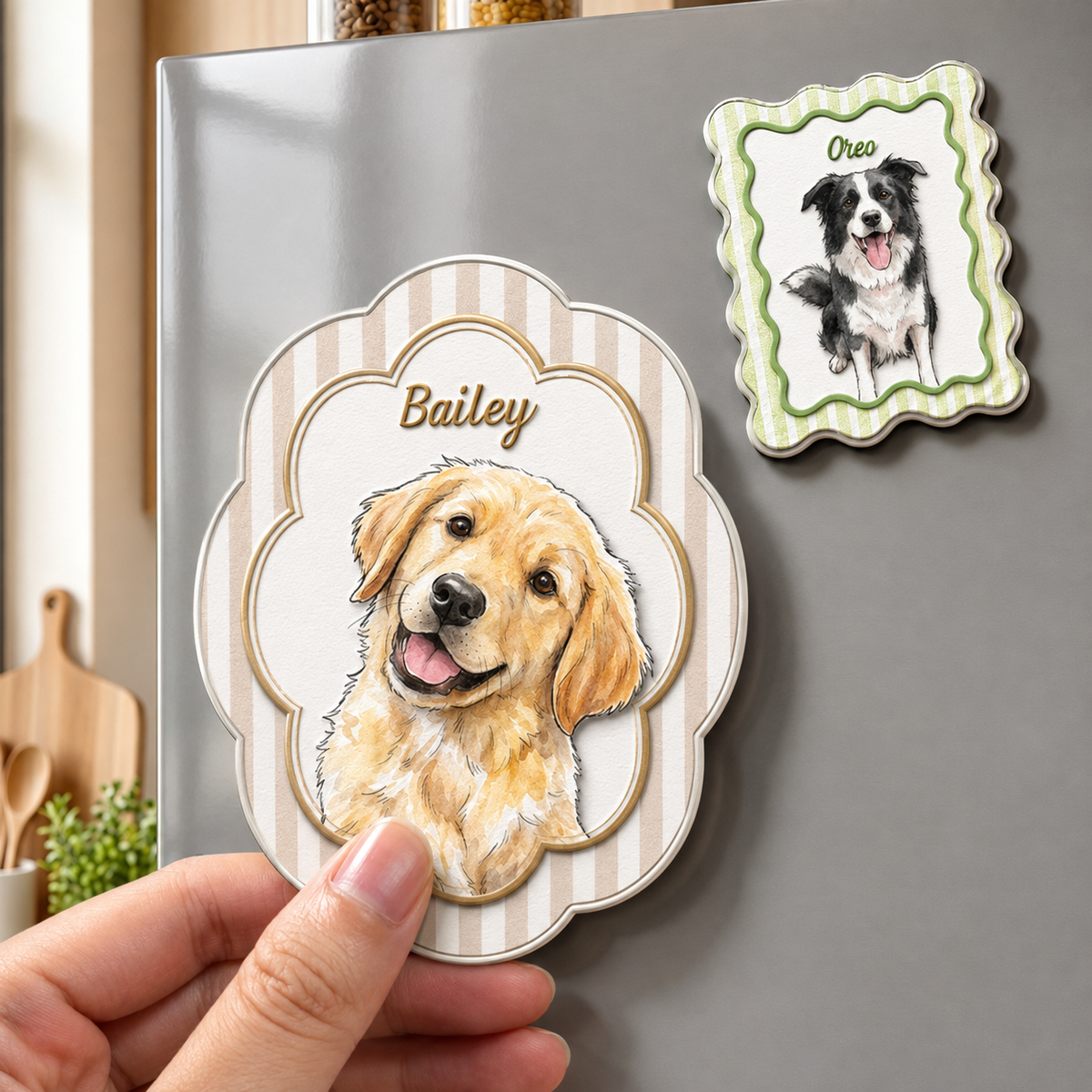 Custom Pet Portrait Watercolor Magnet, Personalized Dog & Cat Fridge Magnet, Custom Pet Memorial Gift