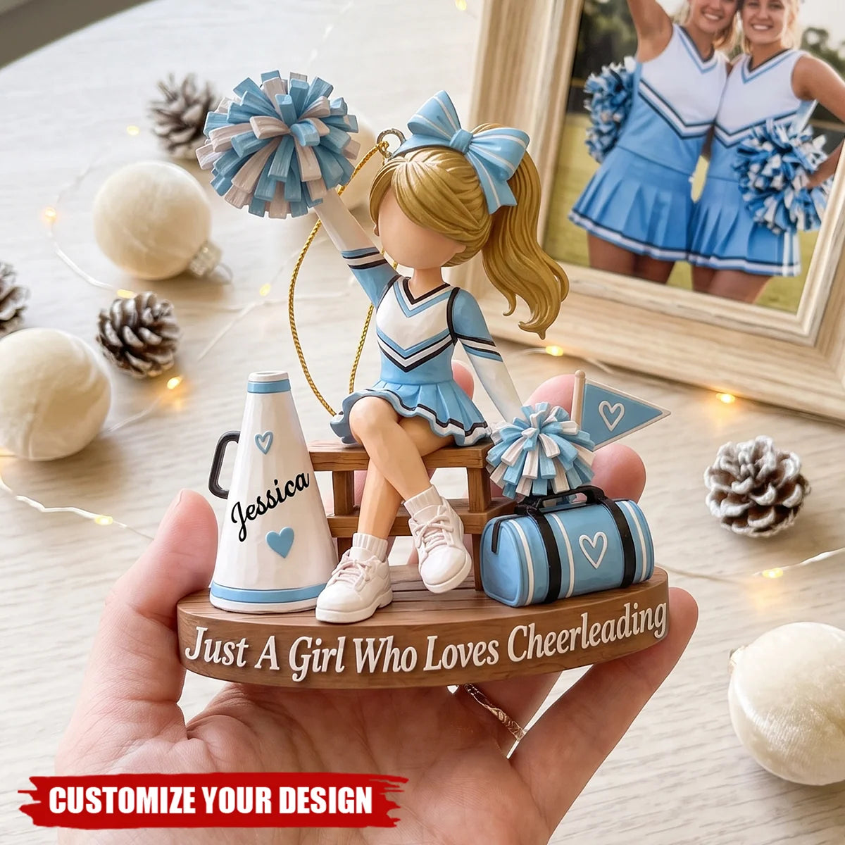 Personalized Cheerleader Christmas Ornament with Name, Custom Acrylic Cheer Keepsake, Gift for Cheer Girl Daughter Granddaughter Teammate