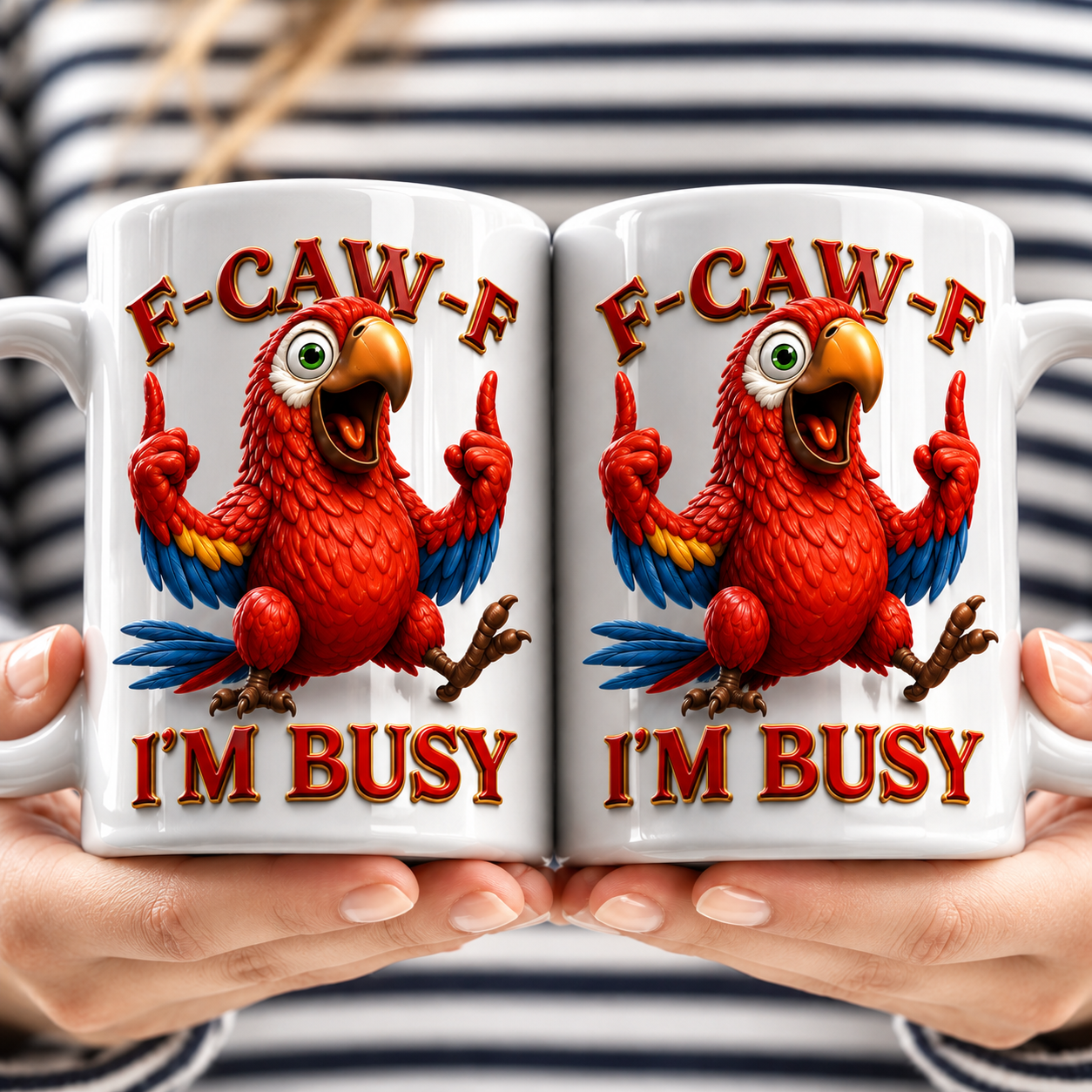 Funny Chicken F-CAW-F I'm Busy 3D Personalized Mug, Custom Chicken Coffee Mug with Name, Funny Gift for Chicken Lovers