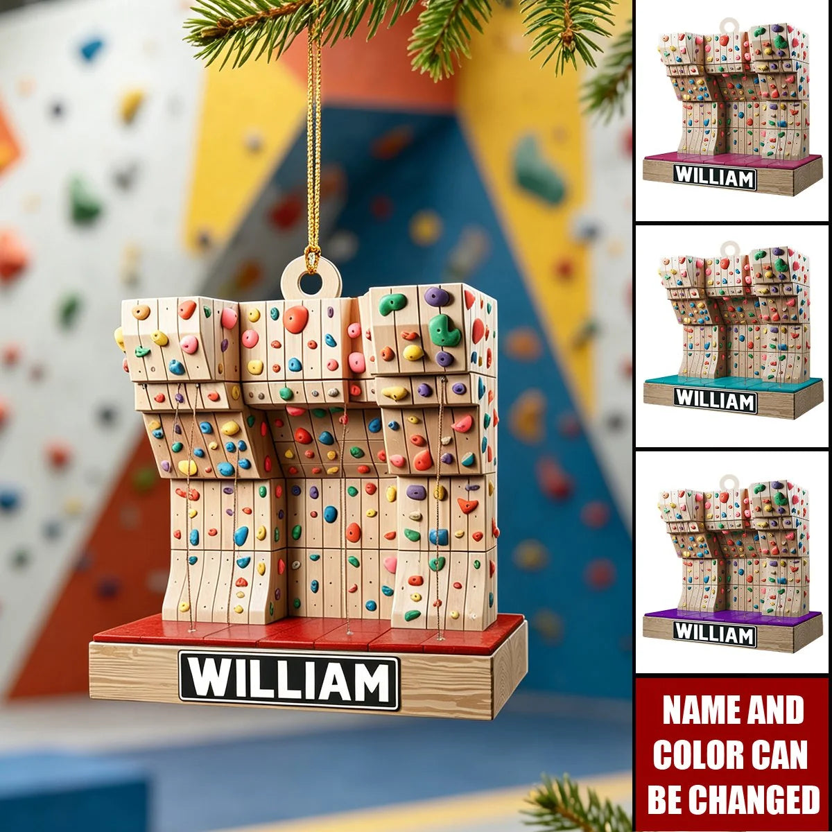 Personalized Rock Climbing Christmas Ornament with Name, Custom Acrylic Climber Keepsake, Gift for Rock Climber Mountain Lover Men Women