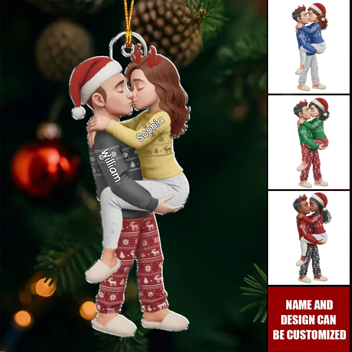 Personalized Husband Wife Christmas Ornament, Custom Couple Acrylic Keepsake, Romantic Gift for Husband Wife Newlyweds Anniversary
