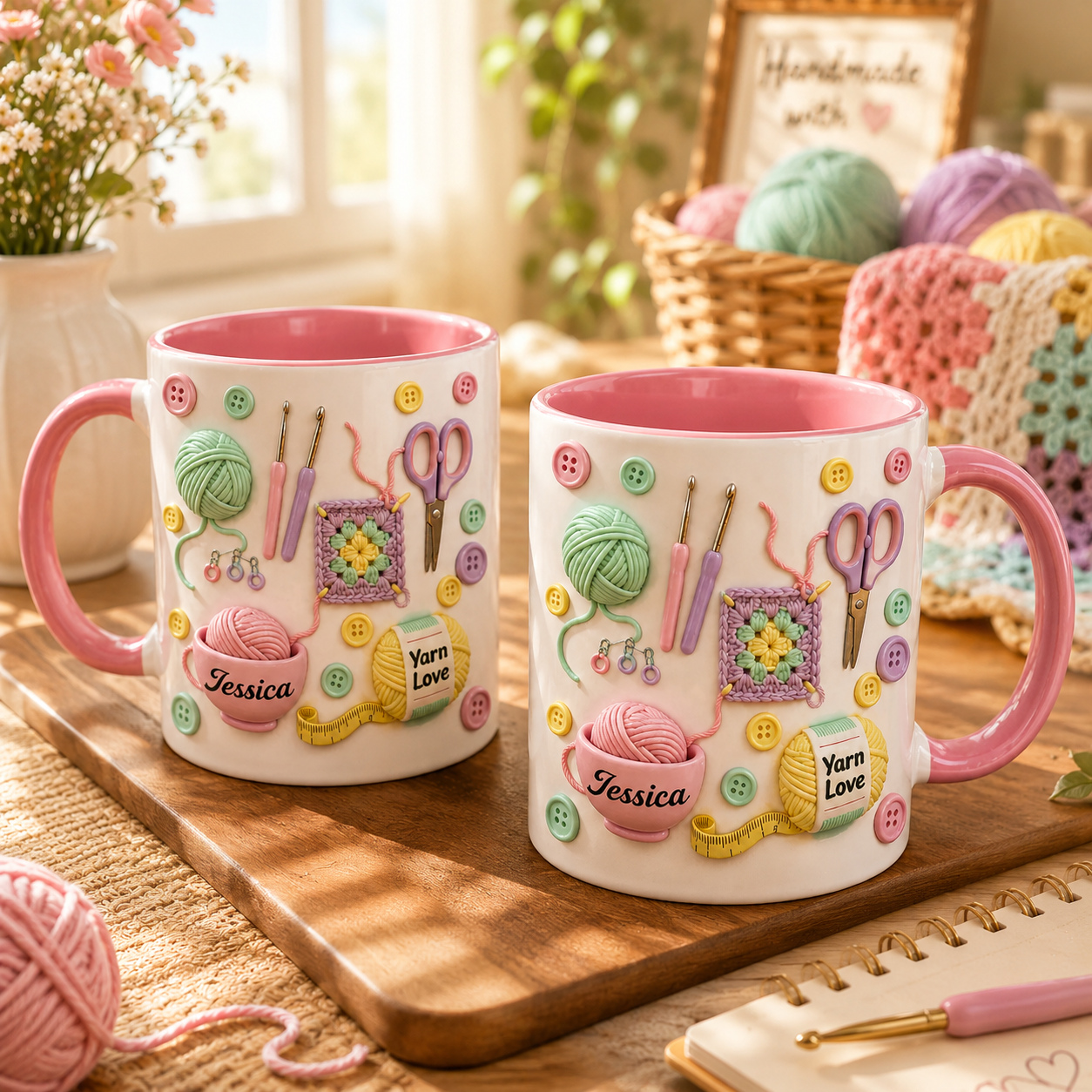 Yarn Love Personalized Accent Mug – Custom Name Gift for Knitters