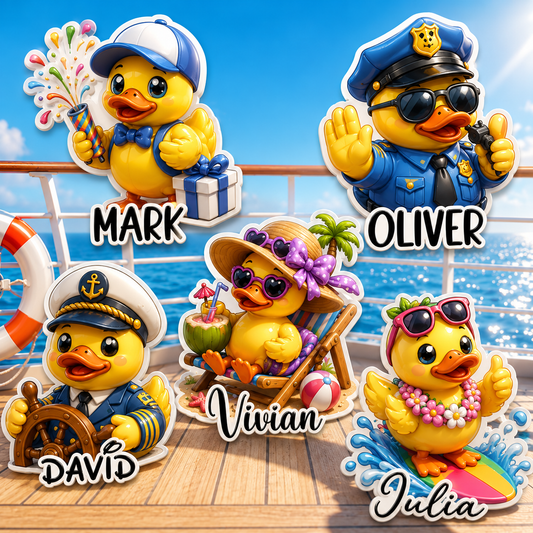Personalized Cruise Duck Door Magnet, Custom Cruise Door Sign, Funny Cruise Cabin Magnet, Family Vacation Stateroom Decor