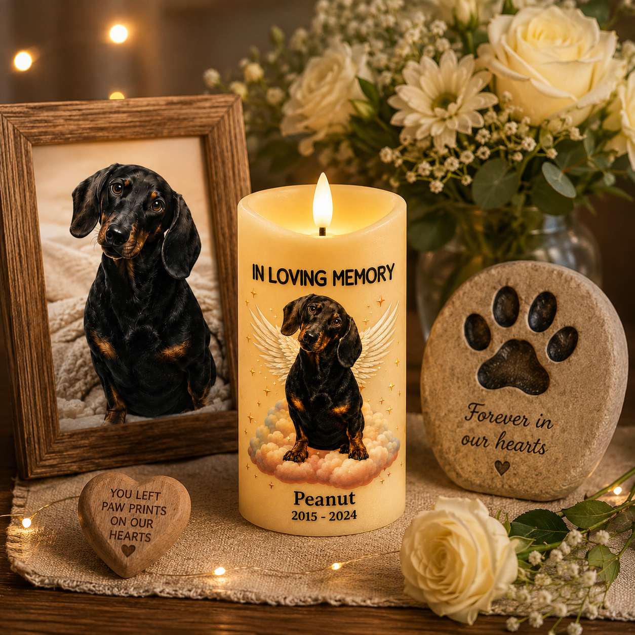 Your Light Will Always Shine In My Heart Pet Memorial Candle – Personalized Photo Flameless LED Candle