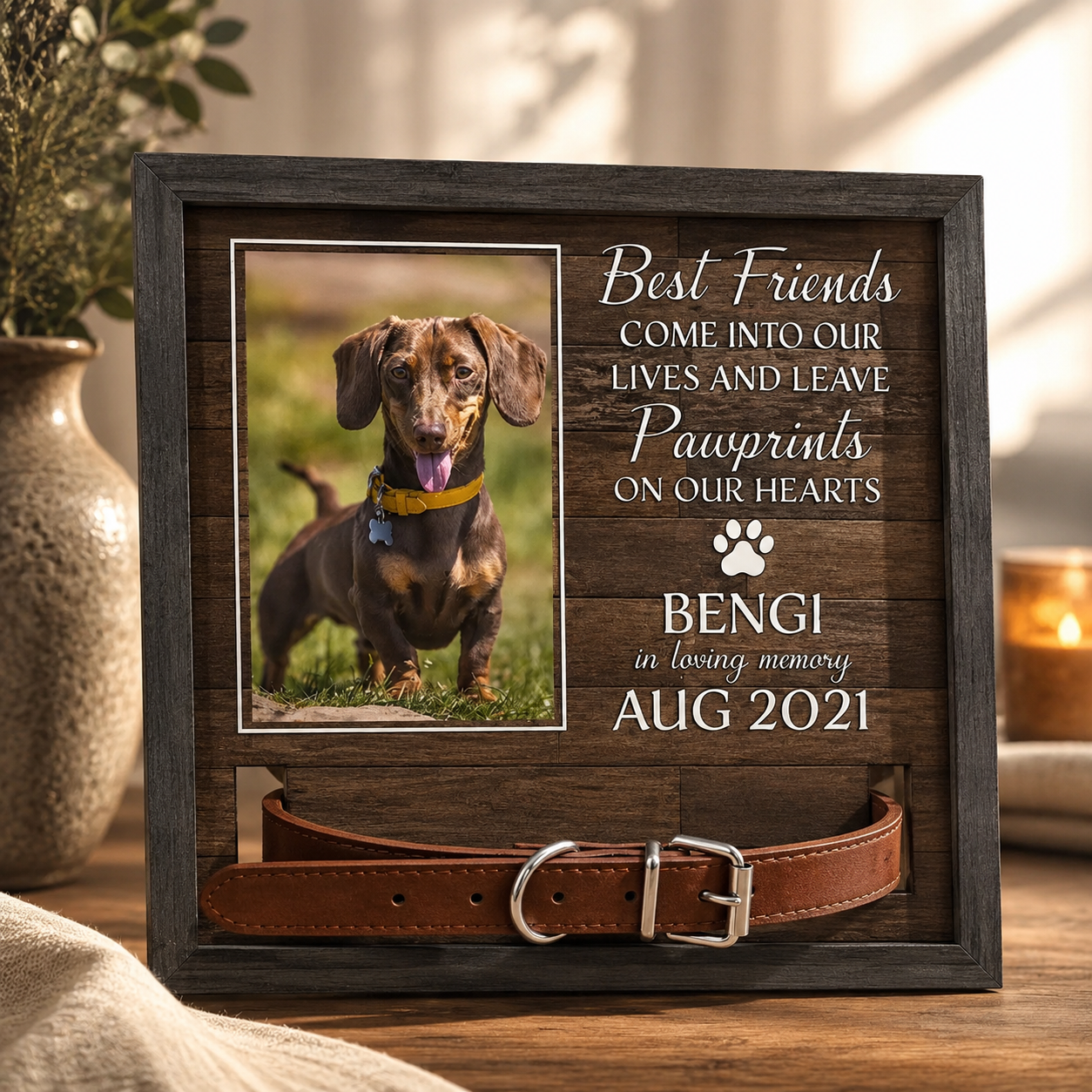 My Hardest Goodbye Tiergedenkrahmen – Personalisierter Foto- und Halsband-Andenkenrahmen