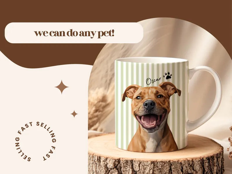 Personalized Pet Photo Mug with Name, Custom Dog Cat Coffee Cup, Gift for Dog Mom Cat Dad Pet Lover