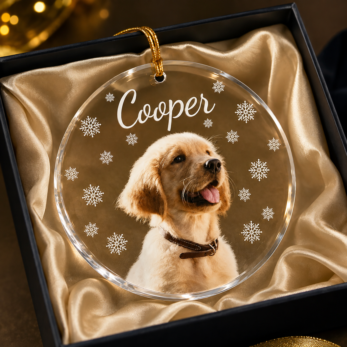 Custom Pet Photo Christmas Ornament, Personalized Acrylic Snowflake Ornament, Custom Dog & Cat Christmas Tree Decoration