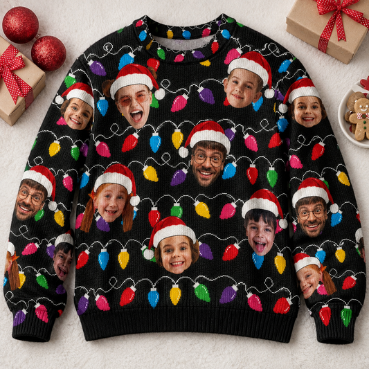 Custom Face Christmas Ugly Sweater, Personalized Family Photo Christmas Sweater, Funny Holiday Sweatshirt