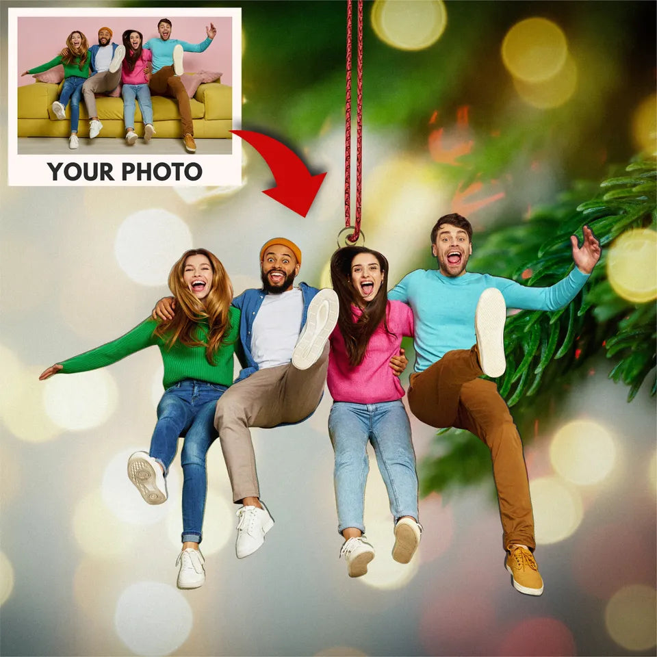 Personalized Family Photo Christmas Ornament, Custom Picture Acrylic Tree Keepsake, Photo Gift for Parents Grandparents Family