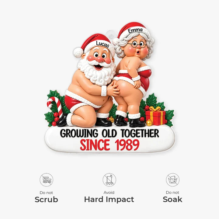 Personalized Growing Old Together Acrylic Ornament, Funny 3D Effect Couple Christmas Keepsake, Custom Gift for Husband Wife Grandparents