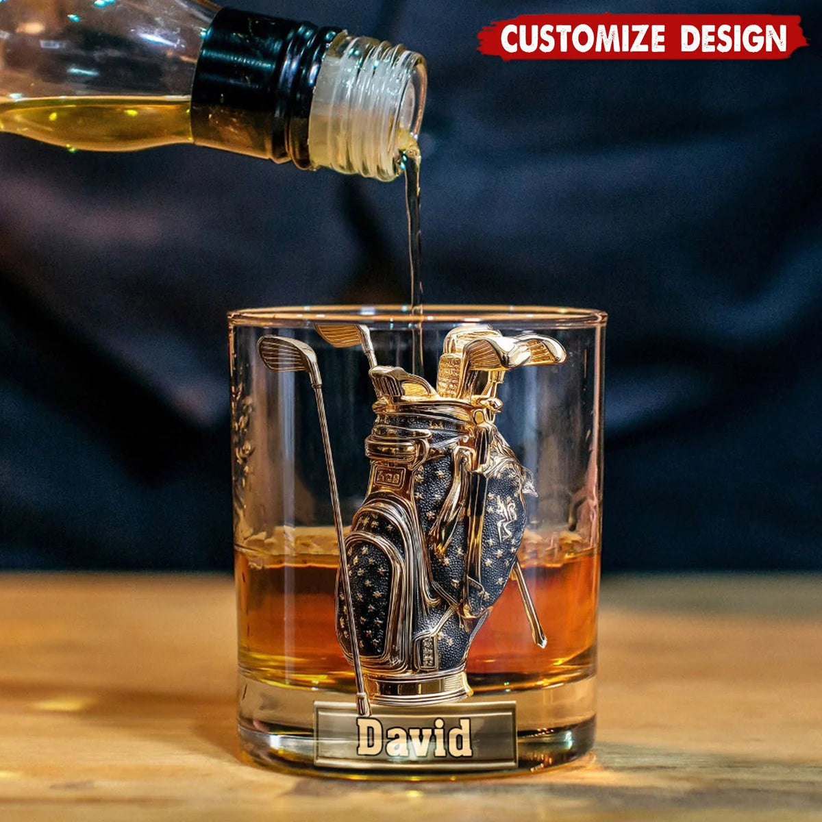 Personalized Golf Whiskey Glass, Look For Balls Funny Golfer Glass with Custom Name, Gift for Dad Husband Grandpa Golf Lover