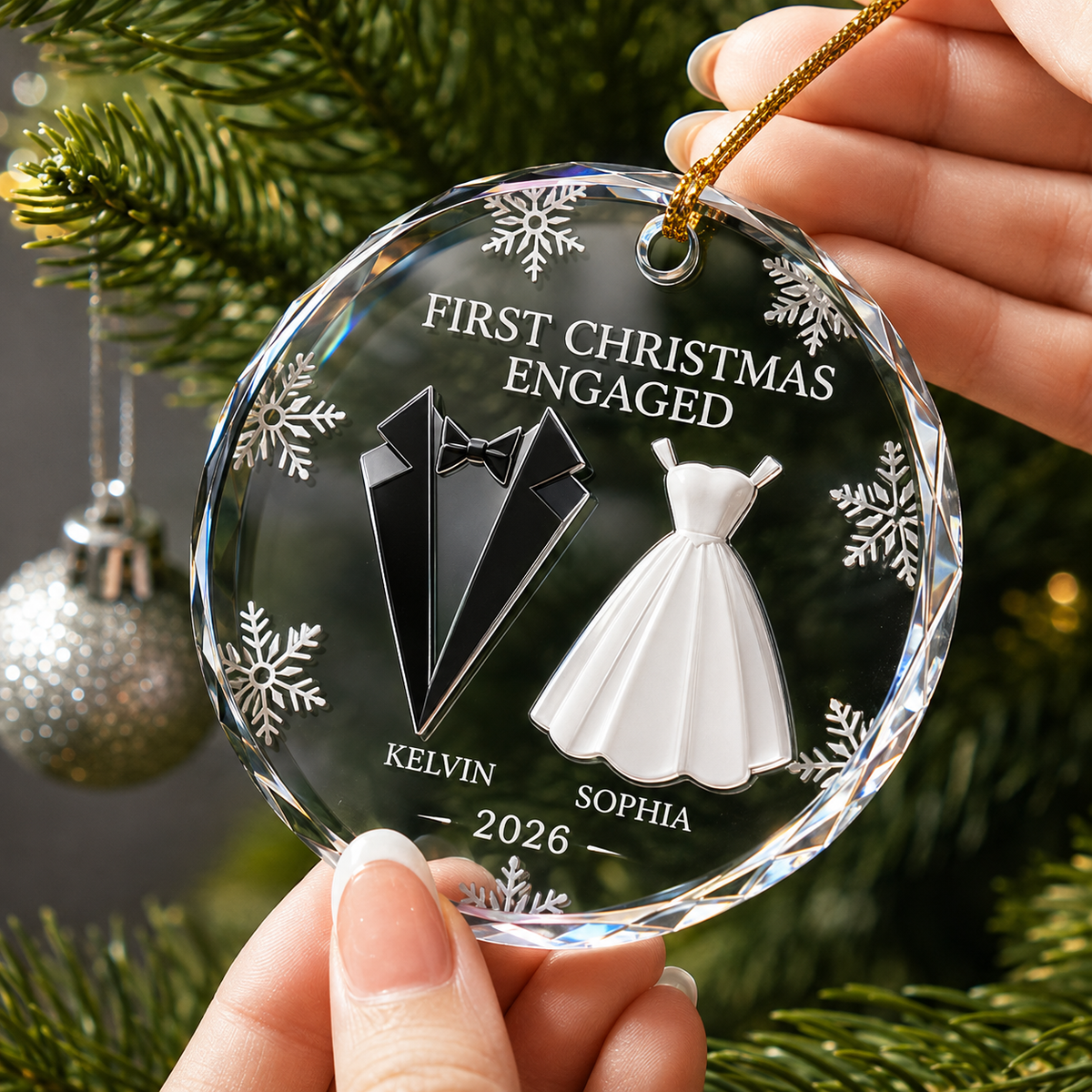 First Christmas as Mr & Mrs Ornament, Personalized Glass Heart Ornament, Custom Couple Christmas Keepsake, Wedding Gift