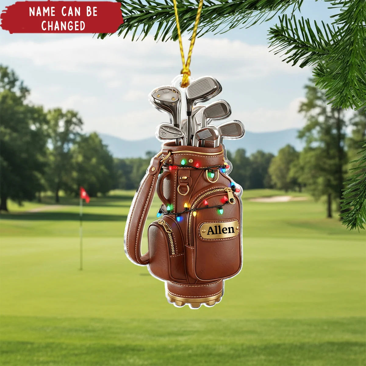 Personalized Merry Christmas Golf Ornament with Name, Custom Acrylic Golfer Keepsake, Christmas Gift for Dad Husband Grandpa Golf Lover
