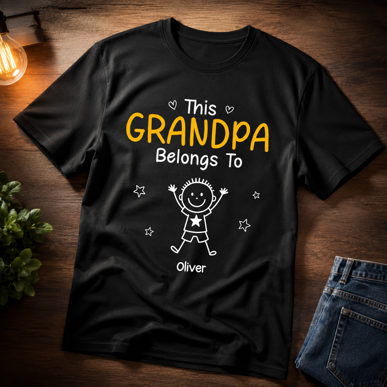 Dieses Opa Gehört Zu Personalisierte T-Shirt – Geschenk mit Namen der Kinder