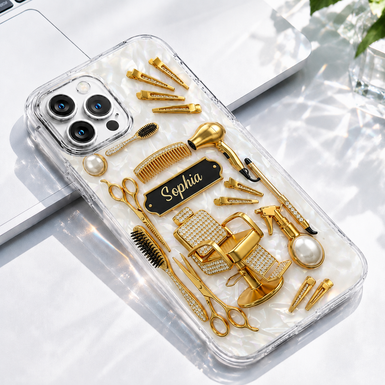 Personalized Hair Stylist Phone Case 3D Effect – Custom Name Hairdresser Gift for Hairstylists & Beauty Professional