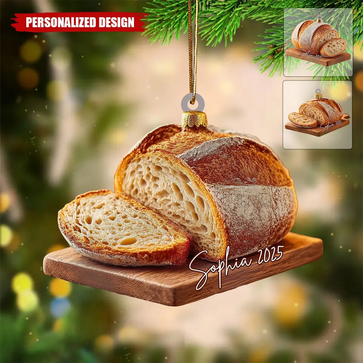 Personalized Sourdough Bread Christmas Ornament, Custom Acrylic Baker Keepsake, Gift for Sourdough Lover Bread Baker Mom Friend