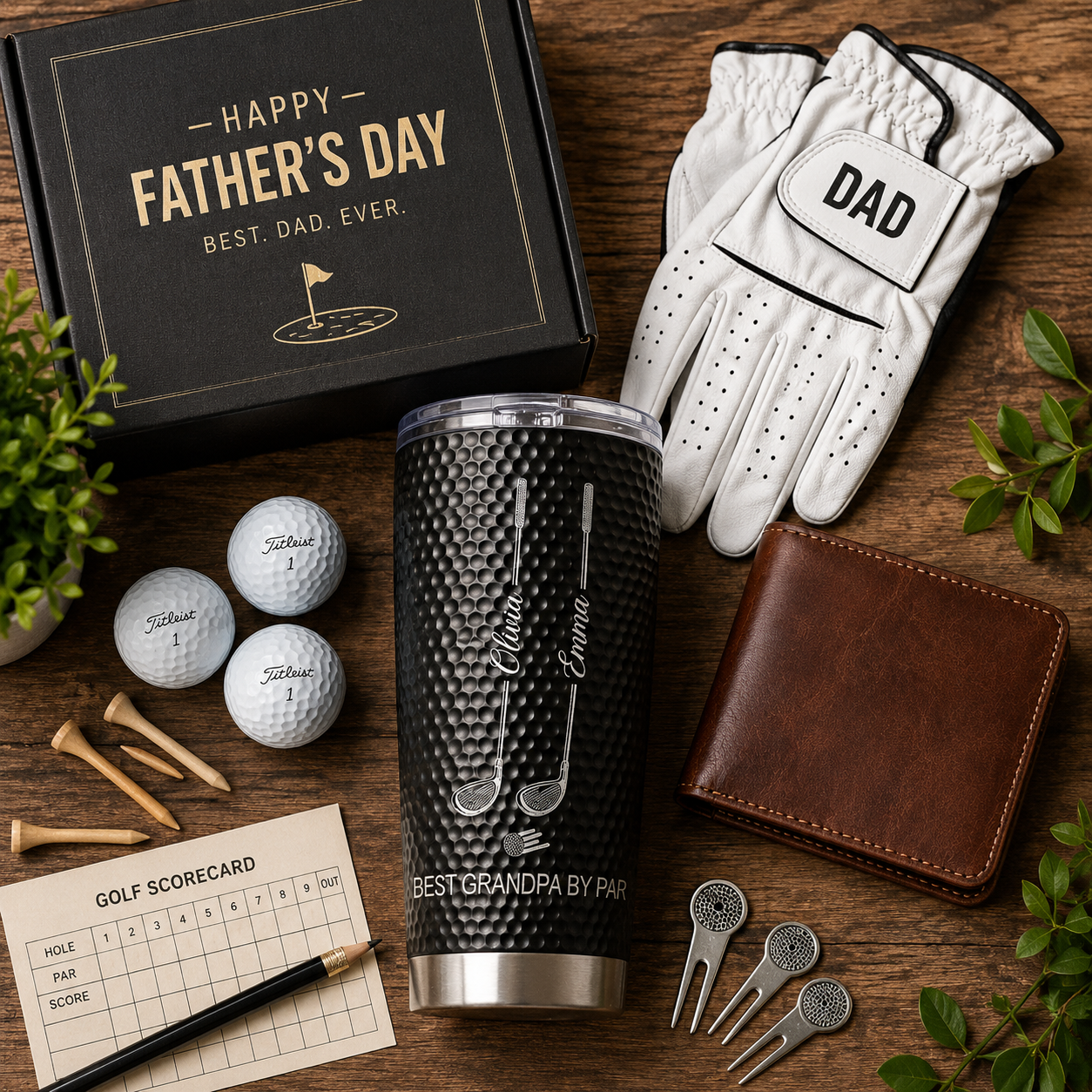 Best Dad By Par Personalized 20oz Stainless Steel Tumbler, Custom Dad Golf Tumbler with Kids' Names, Father's Day Gift