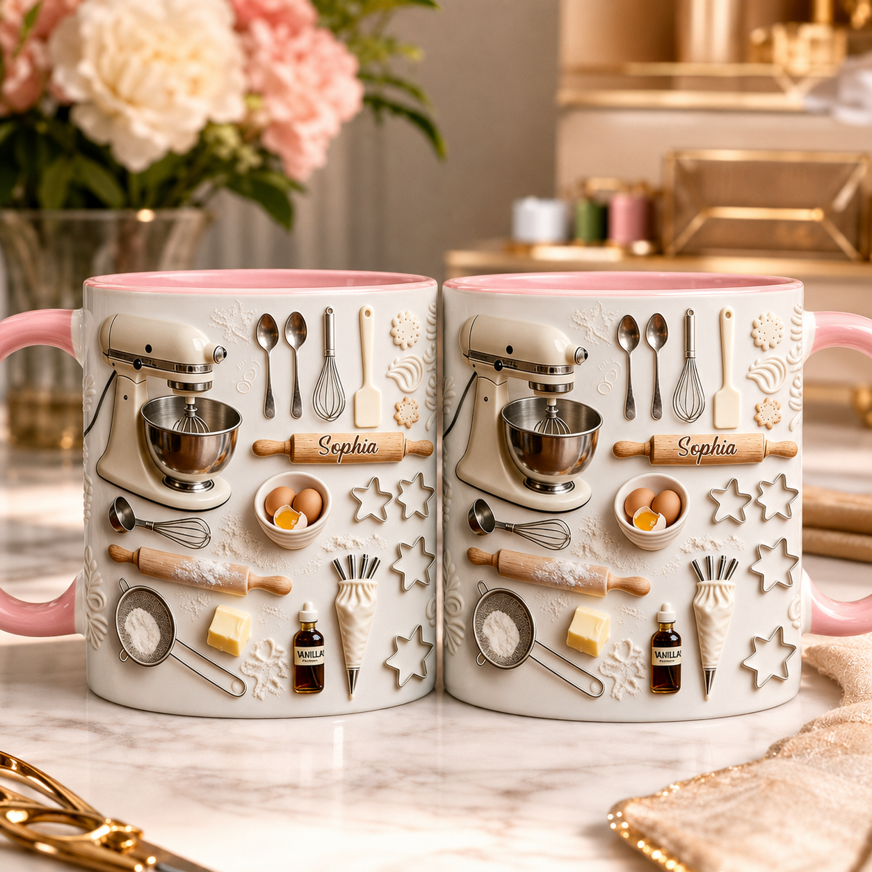 Liebe Backen Personalisierte Tasse – Individuelles Namensgeschenk für Bäcker