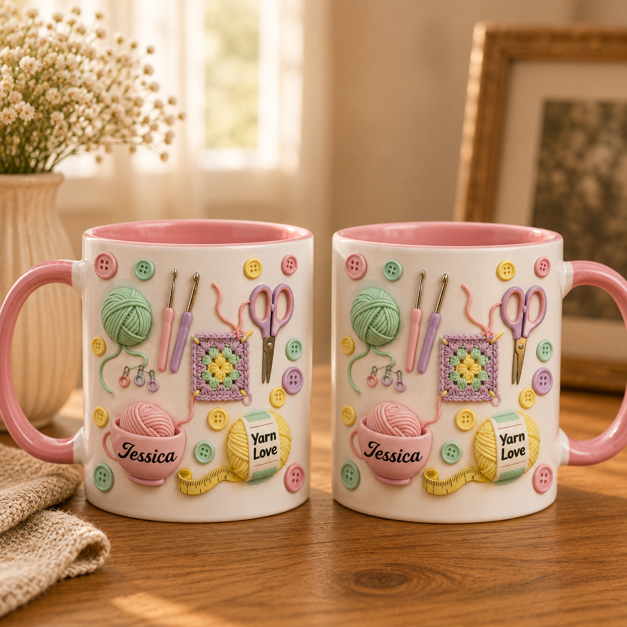 Tasse "Garnliebe" mit personalisiertem Akzent – personalisiertes Namensgeschenk für Strickerinnen