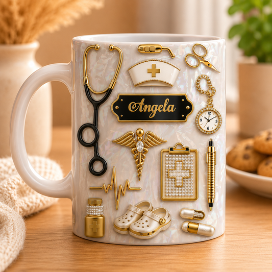Custom Name Doctor Nurse Mug – 3D Effect Personalized Gift