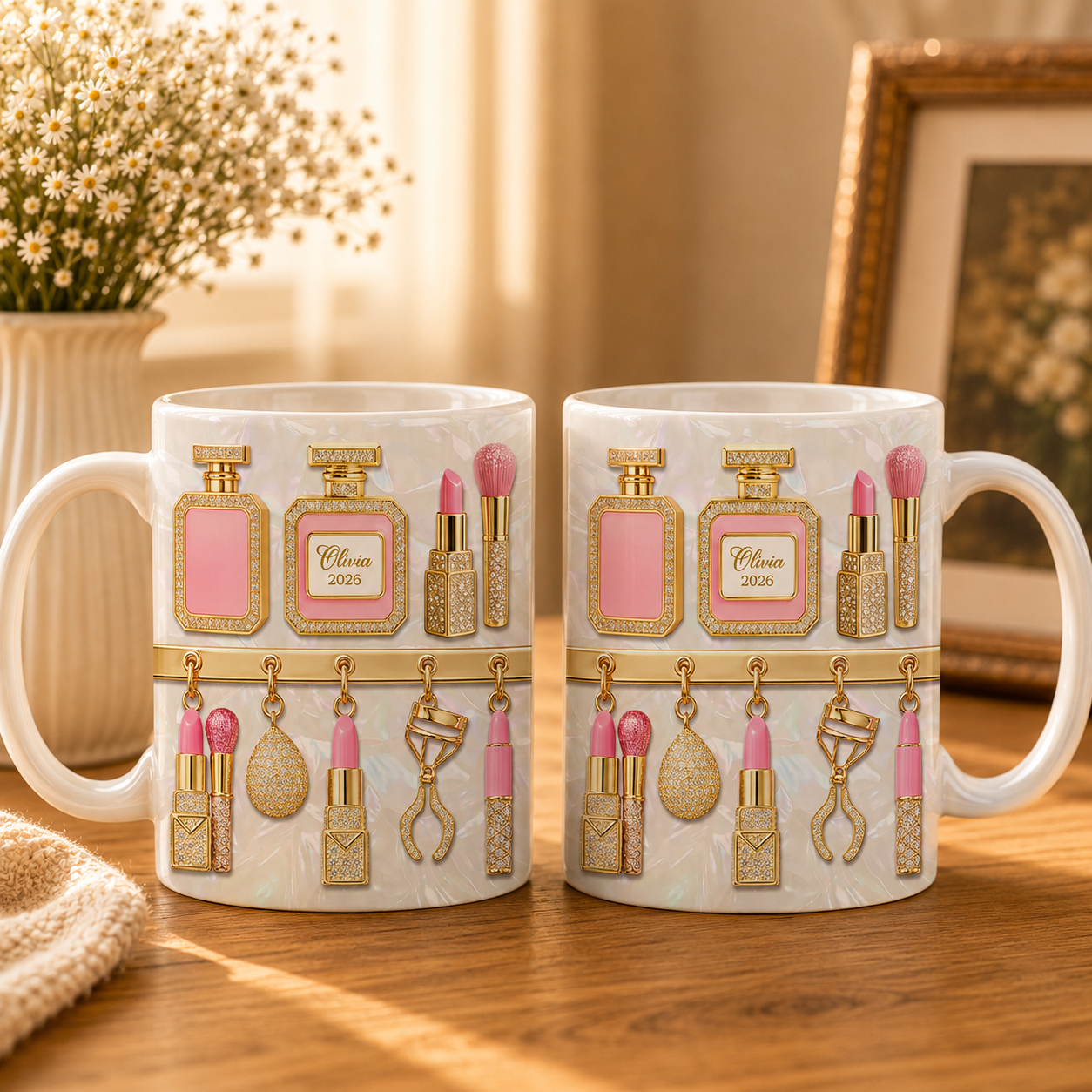 Personalisierte Make-up-Artist-Tasse mit Namen – 3D-Effekt-Geschenk für Sie