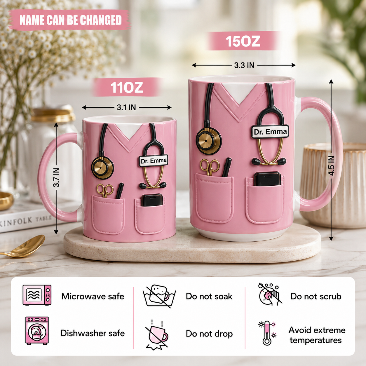 Personalisierte Tasse für Krankenschwestern und Ärzte – Medizinischer Peeling-Effekt 3D-Geschenk