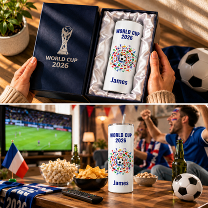 Personalized Soccer Fan Tumbler 3D Effect – Custom Name Football Gift Inspired by World Cup 2026