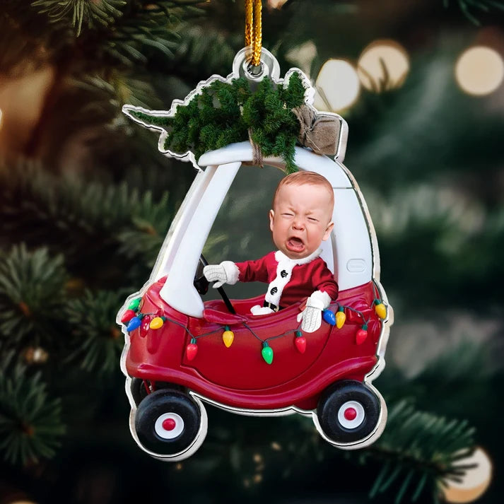 Personalized Baby Photo Christmas Ornament, Custom Newborn Kid Acrylic Picture Keepsake, Gift for New Parents Grandparents Baby First Christmas